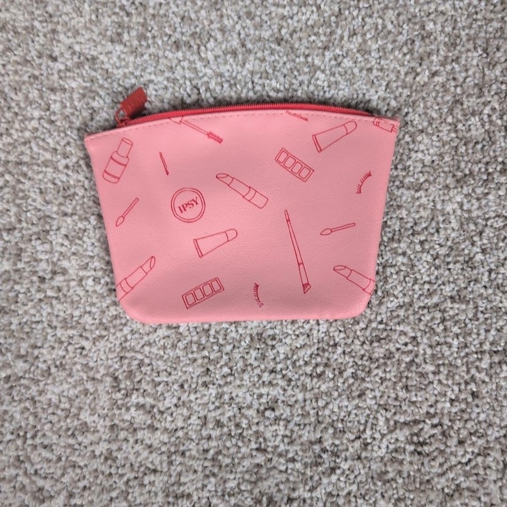 Ipsy Makeup Bag Cosmetic Pouch Pink Orange with Makeup Design Small Glam‎ Bag